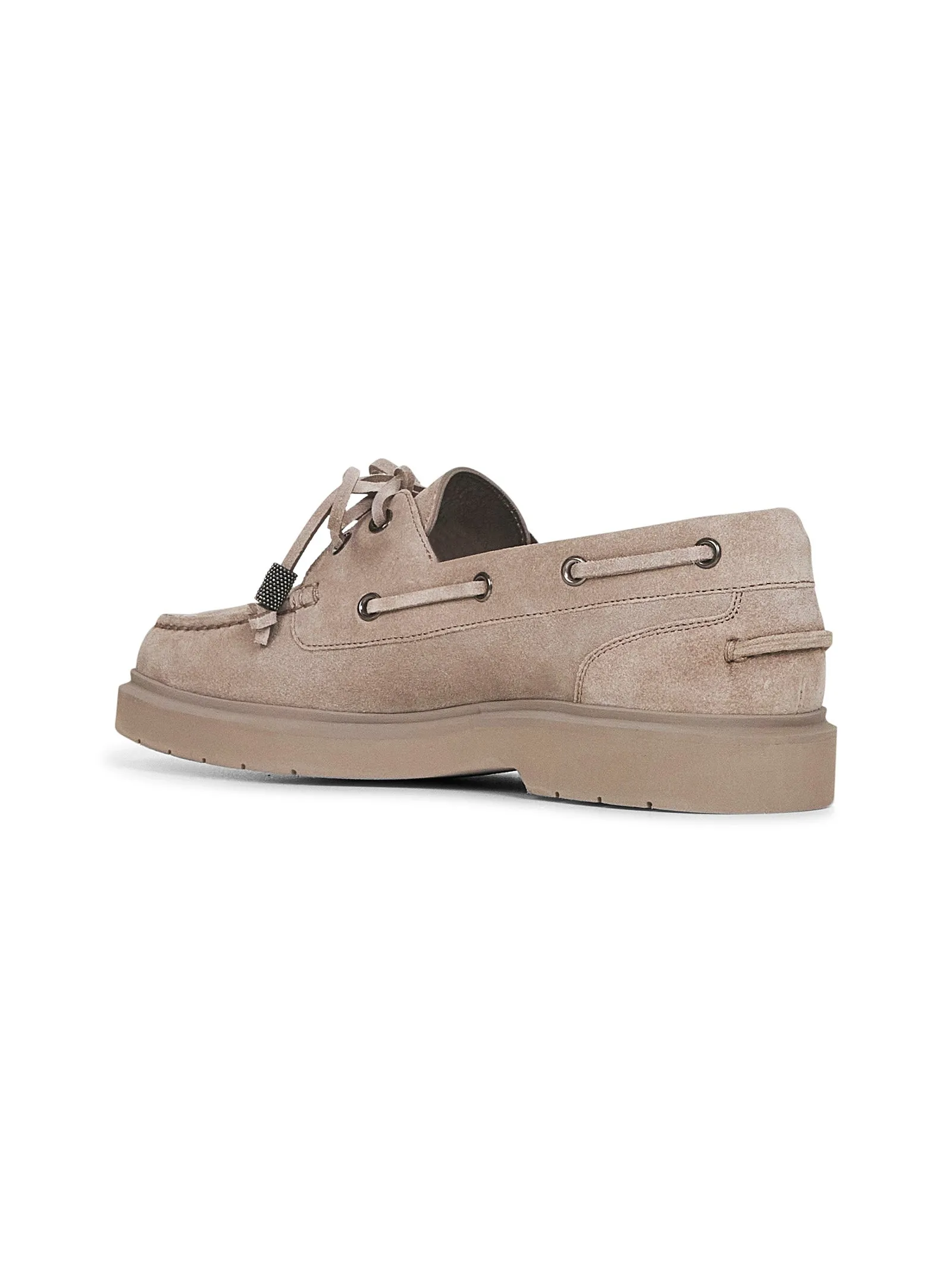 Grey suede Shiny Aglets sail penny loafers