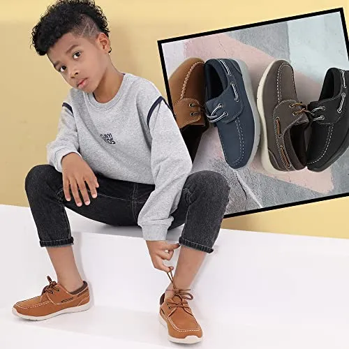 Hawkwell Kids Boys Loafers, Brown PU, Size 13 M US