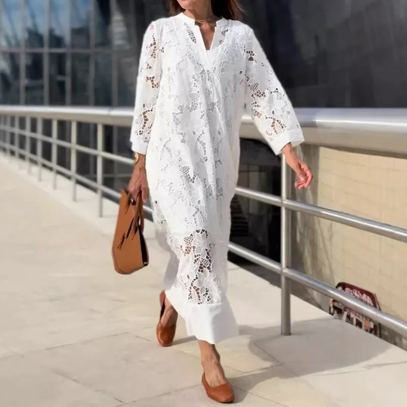 Helia™ - Modern Flowing Refined Lace Dress