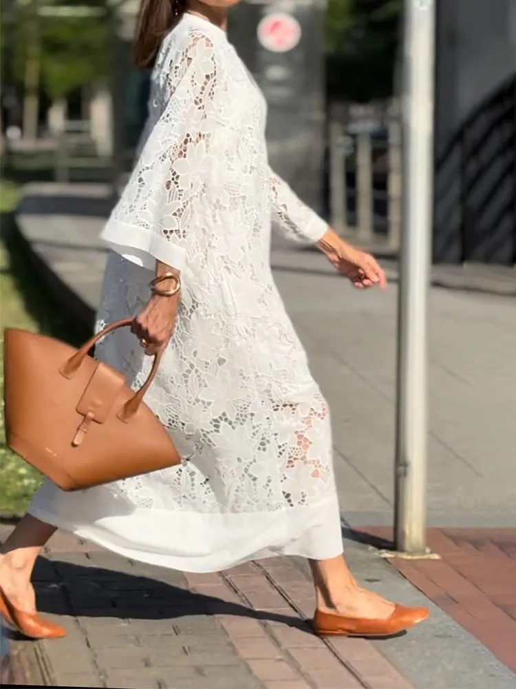 Helia™ - Modern Flowing Refined Lace Dress