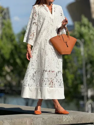 Helia™ - Modern Flowing Refined Lace Dress