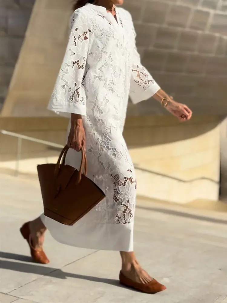 Helia™ - Modern Flowing Refined Lace Dress