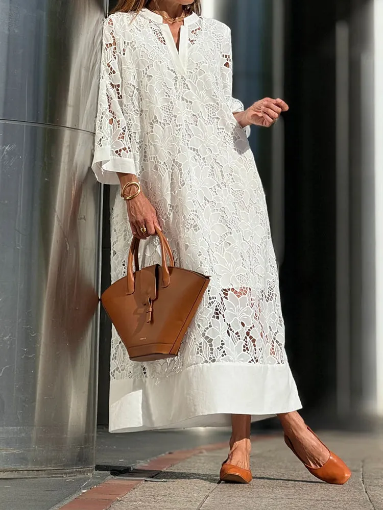 Helia™ - Modern Flowing Refined Lace Dress
