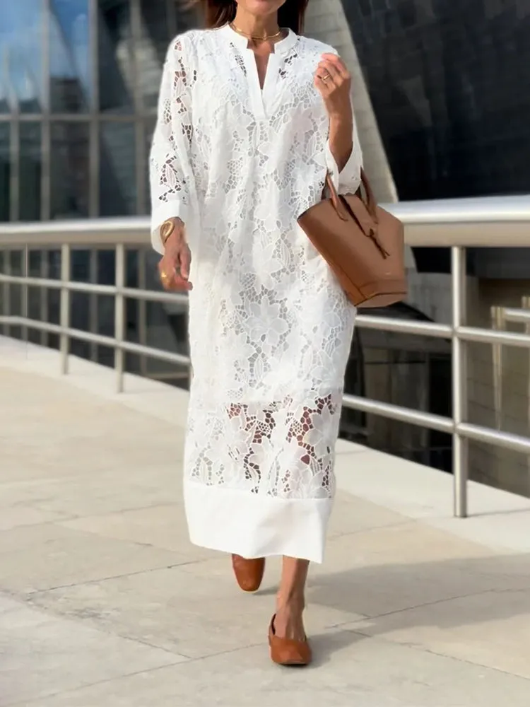 Helia™ - Modern Flowing Refined Lace Dress