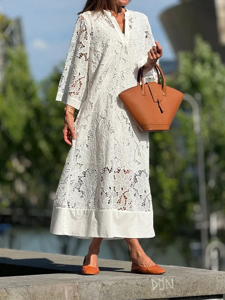 Helia™ - Modern Flowing Refined Lace Dress