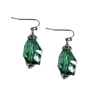 HEMATITE-GREEN EARRINGS  #SE30627_HEM-GRN (AG12)