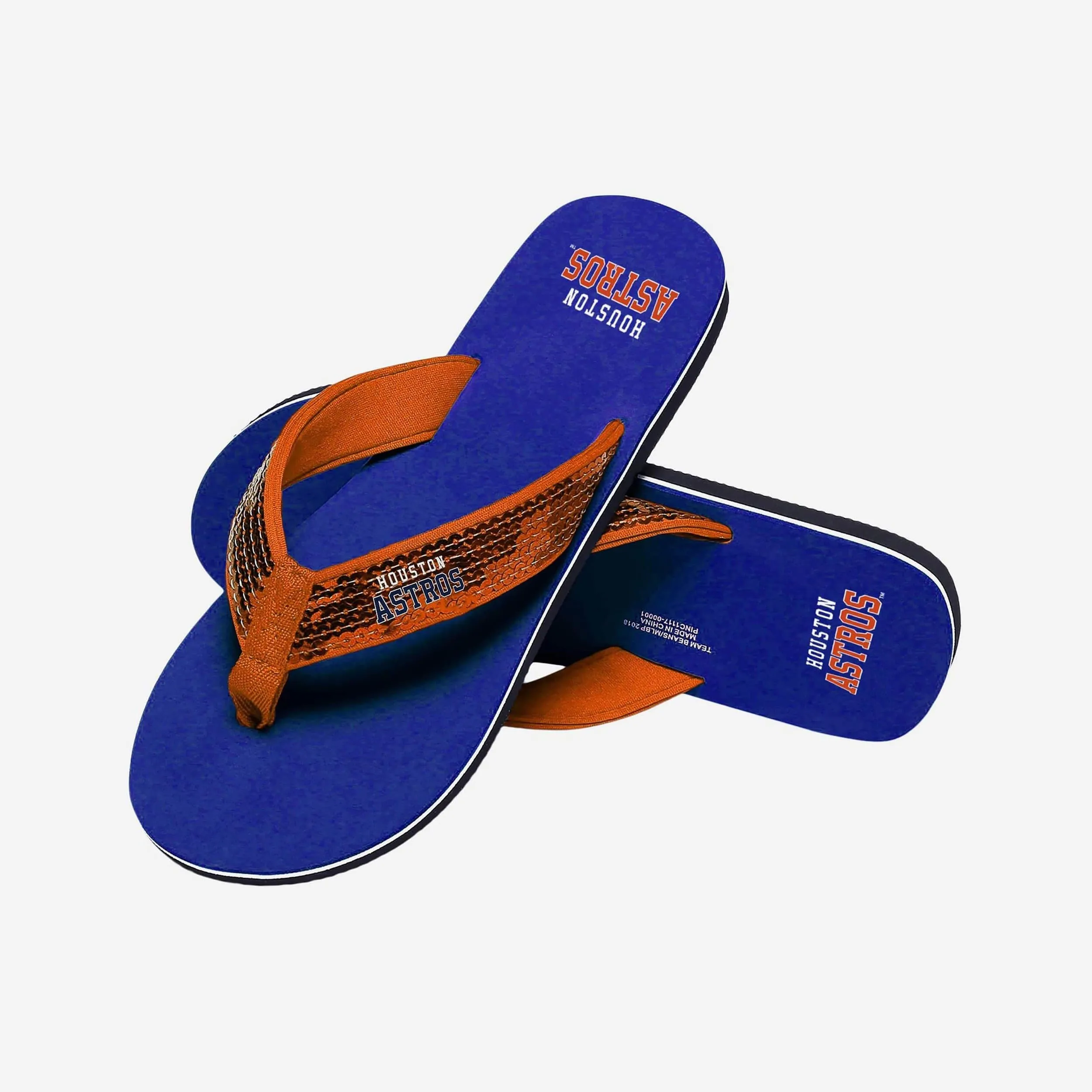 Houston Astros Womens Sequin Flip Flop