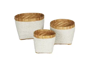 Indonesian Beaded Planters- White/Nat