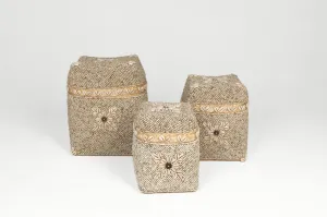Indonesian Tall Beaded Boxes- Nat/Shell
