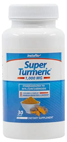 Instaflex Super Cúrcuma - 1000mg de Cúrcuma Curcumina con BioPerina, Extracto de Pimienta Negra, 95% Curcuminoides