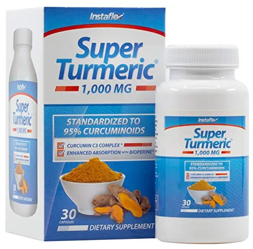 Instaflex Super Cúrcuma - 1000mg de Cúrcuma Curcumina con BioPerina, Extracto de Pimienta Negra, 95% Curcuminoides