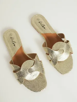 Interlock Strap Mule Sandal - Gold