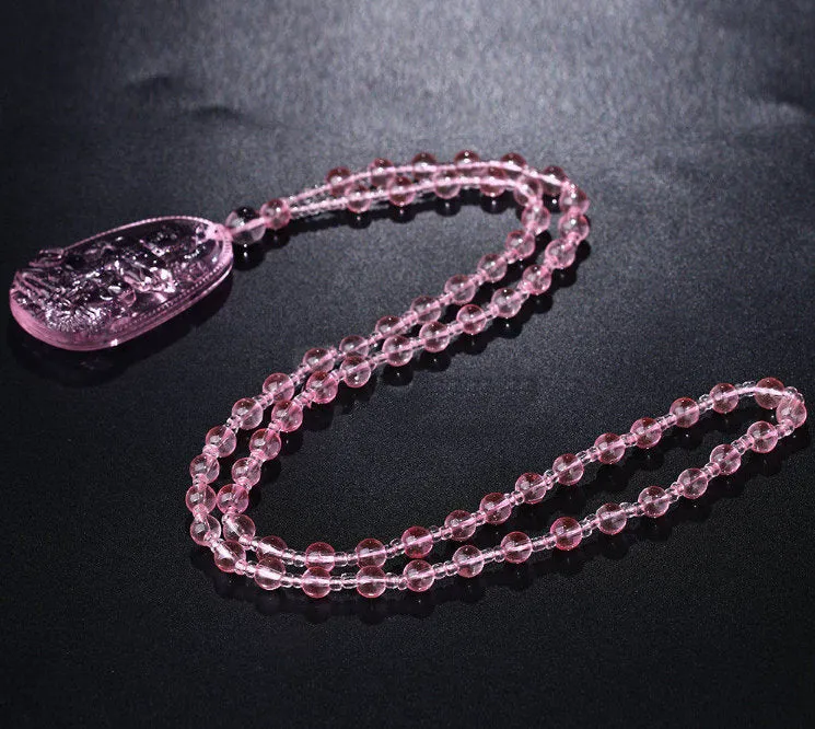 Jade Necklace | Pink Jade Necklace | Buddha Pendant | Buddha Necklace | Beaded Necklace | Buddhism Necklace | Pink Jade Pendant Charm