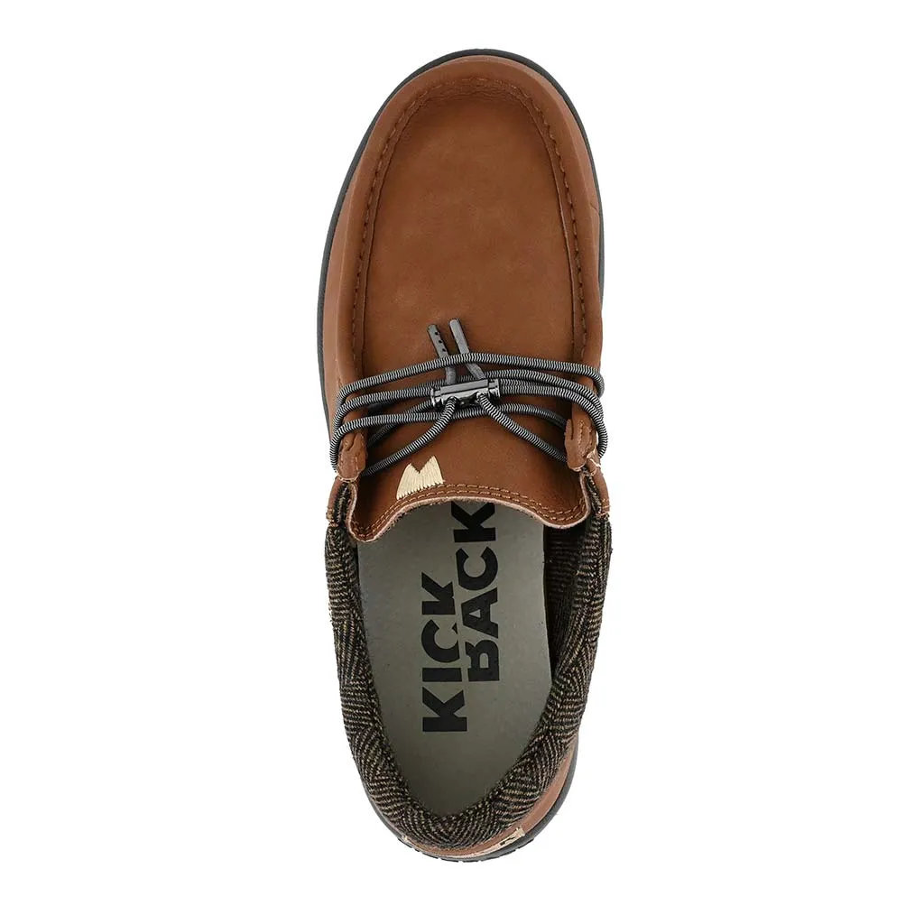 KickBack Haven Leather Men's Lightweight Water Resistant Slip On Shoe Red Brown