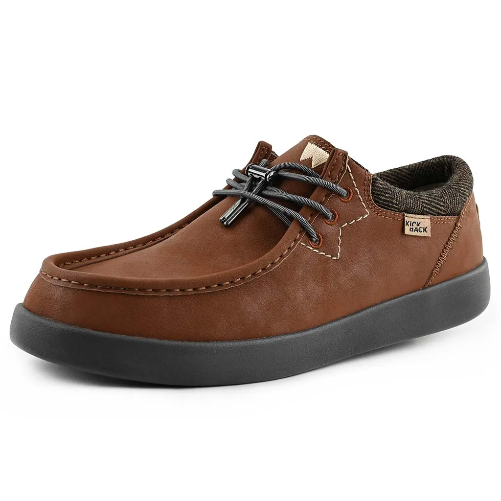 KickBack Haven Leather Men's Lightweight Water Resistant Slip On Shoe Red Brown