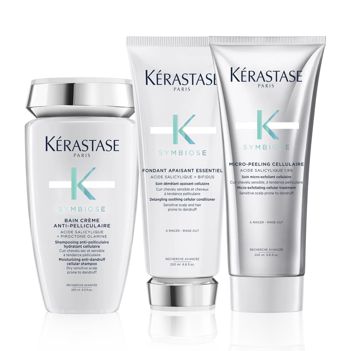 Kérastase Symbiose Moisturising Anti Dandruff Shampoo, Exfoliating Treatment & Detangling Conditioner