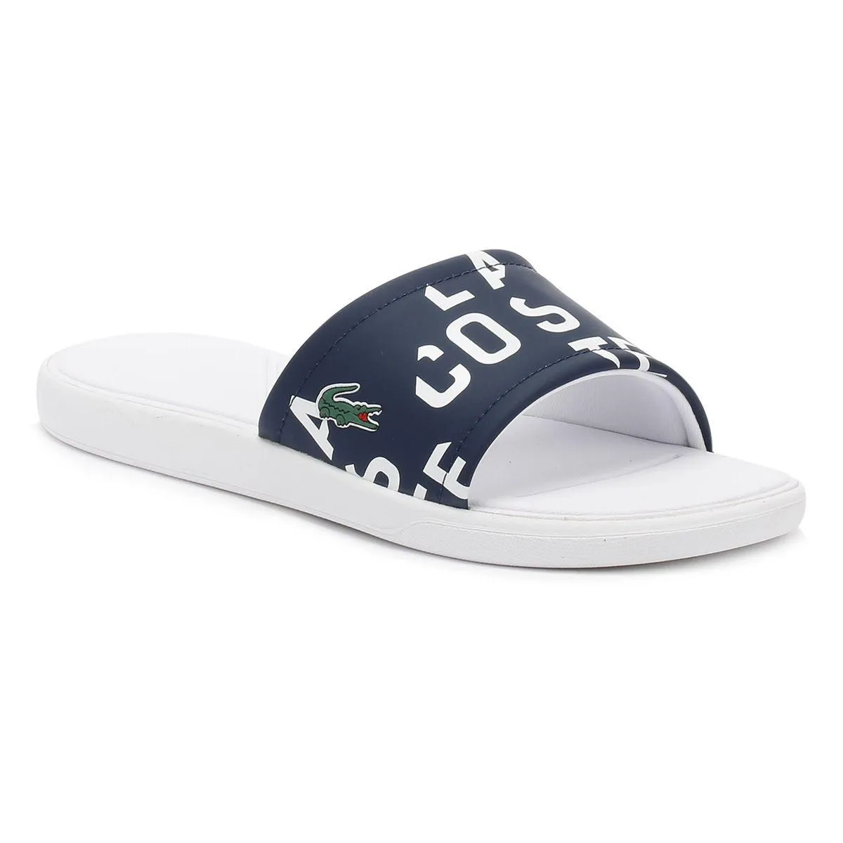 lacoste slide flip navy-blue With white