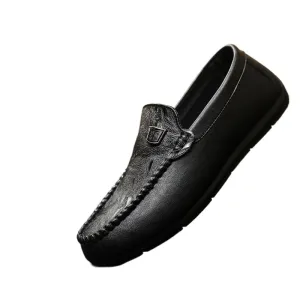 Lightweight and fashionable work casual soft-soled men's one-pedal Loafu Doudou small leather shoes dress round head work business