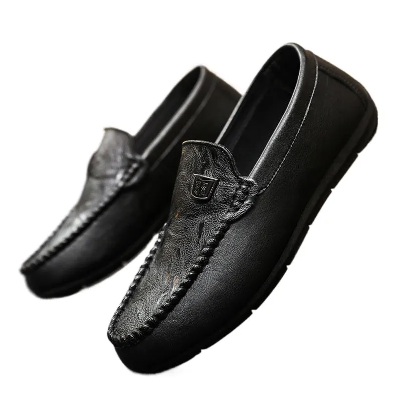 Lightweight and fashionable work casual soft-soled men's one-pedal Loafu Doudou small leather shoes dress round head work business