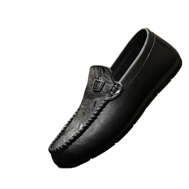 Lightweight and fashionable work casual soft-soled men's one-pedal Loafu Doudou small leather shoes dress round head work business