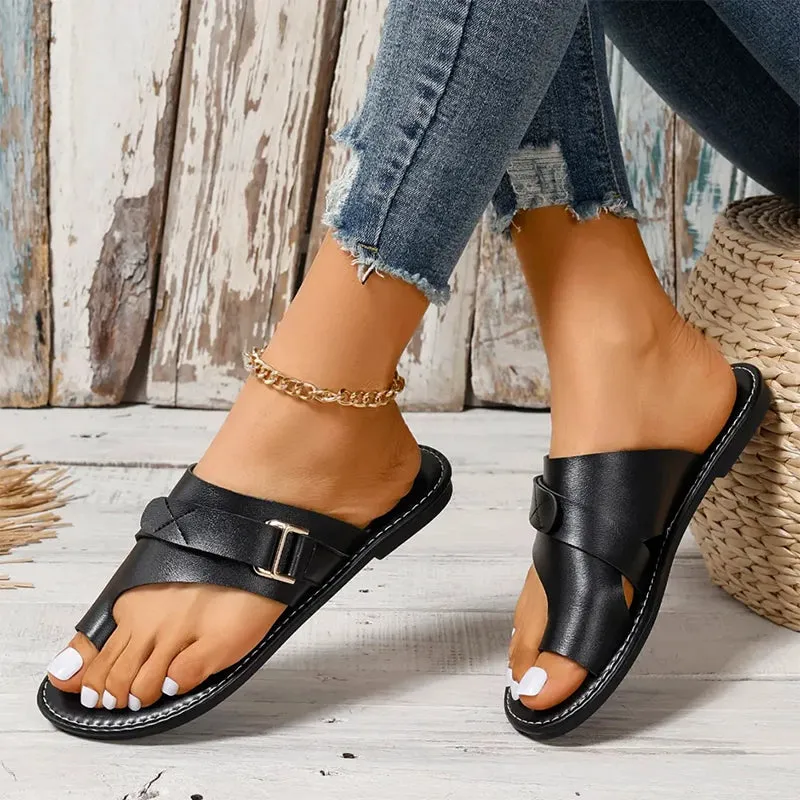 Lightweight Casual Fashion Split Toes Style Flat Sandals