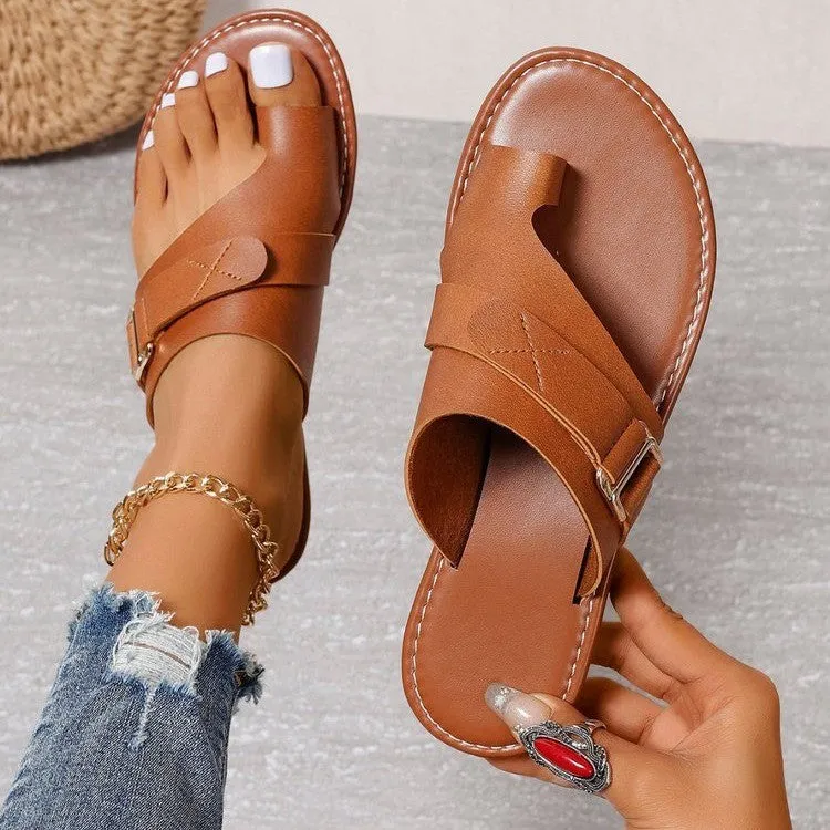 Lightweight Casual Fashion Split Toes Style Flat Sandals