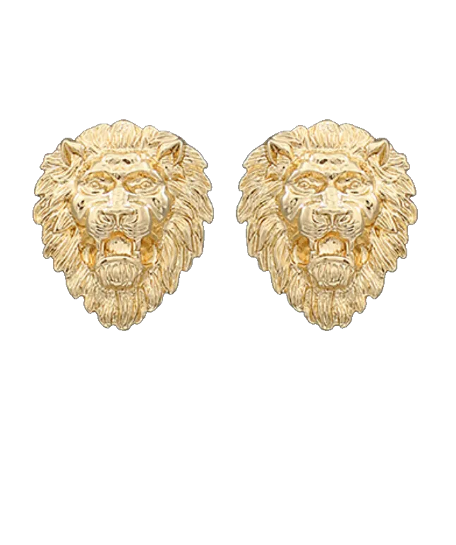 Lion Head Post Earrings - Small