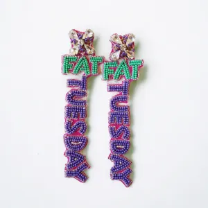 Mardi Gras Fat Tuesday Beaded Earrings~SALE