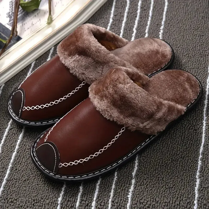 Men's Cozy Plush Indoor Slippers - Anti-Skid Winter Comfort