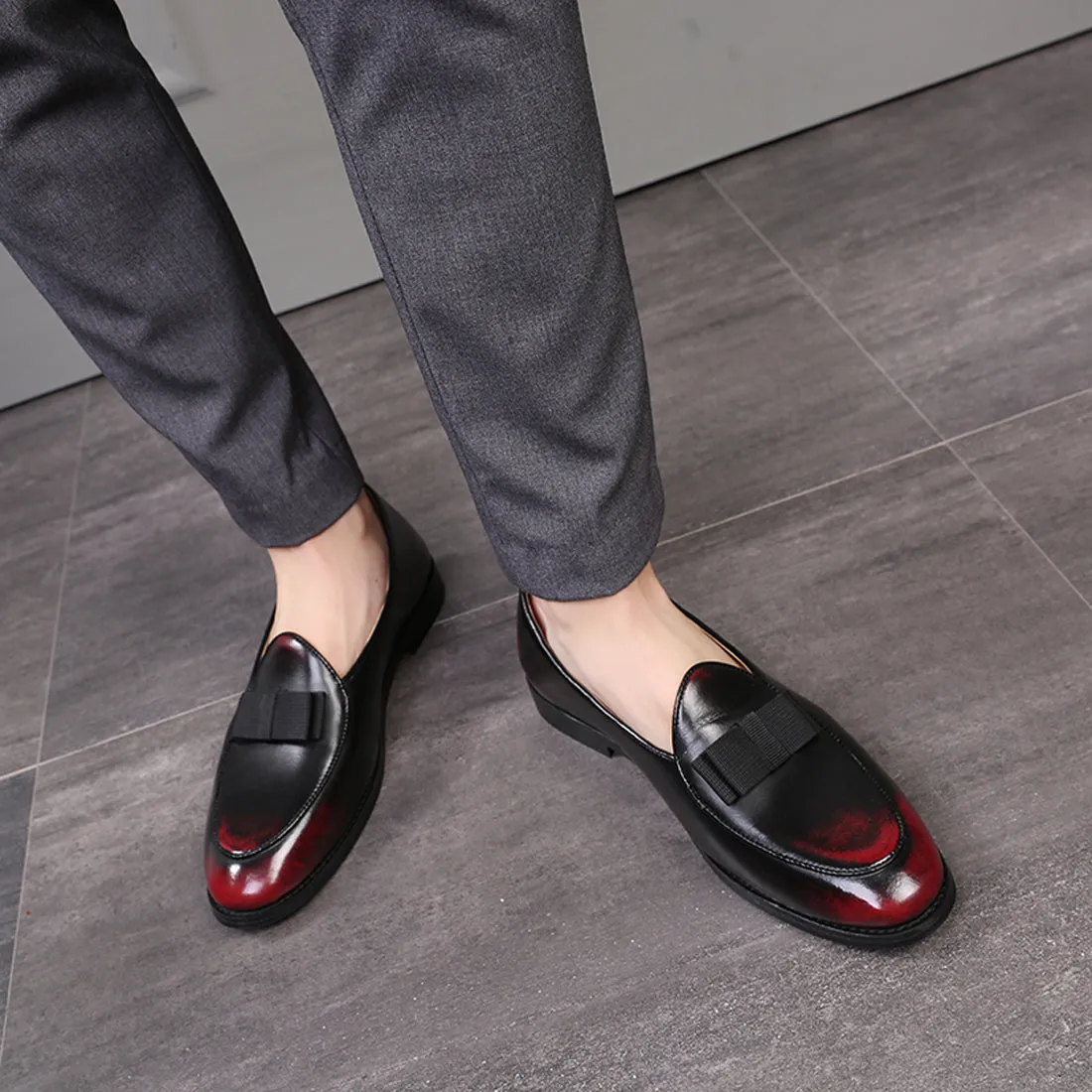 Men's Leather Bow Loafers