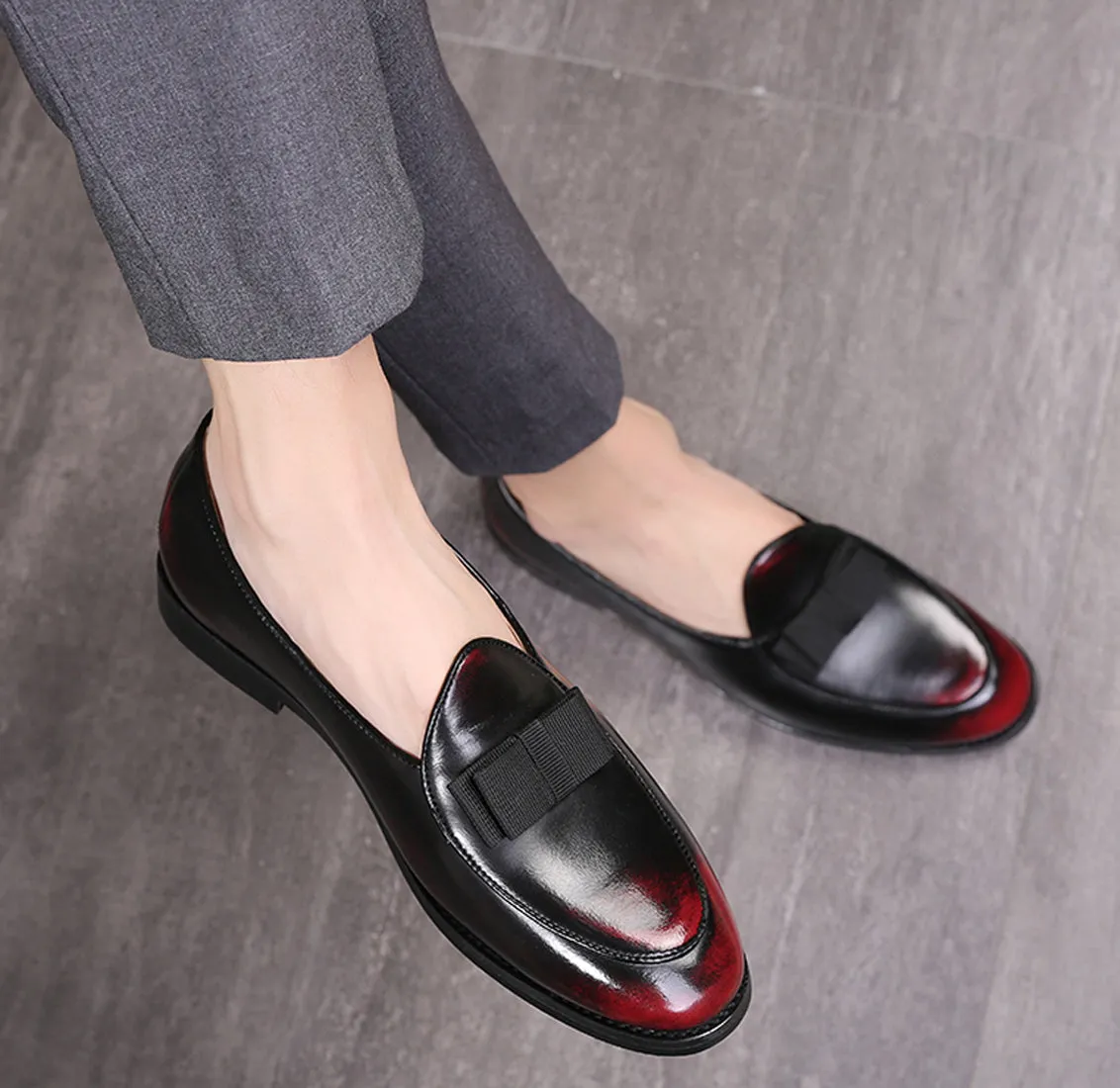 Men's Leather Bow Loafers