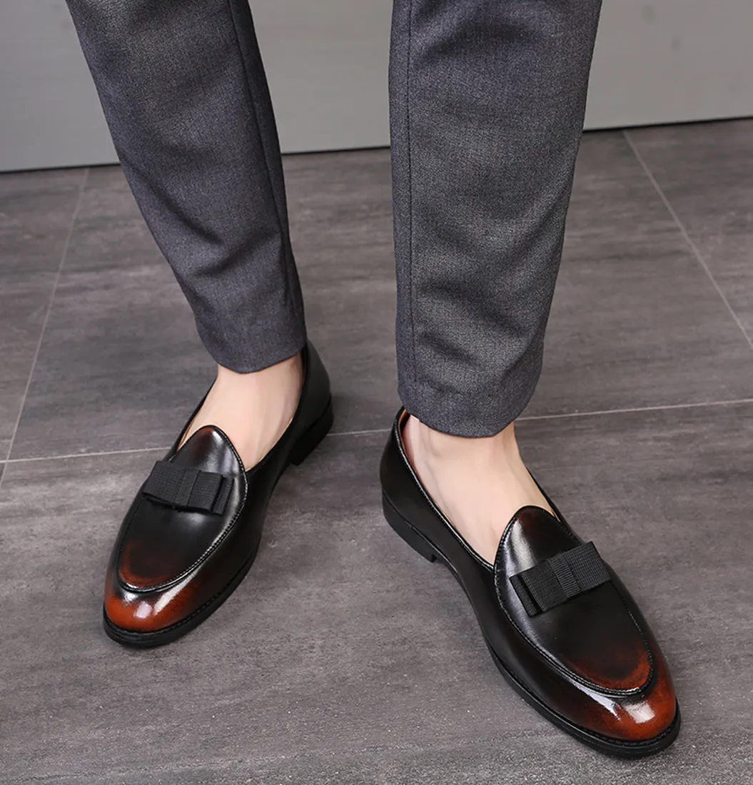 Men's Leather Bow Loafers