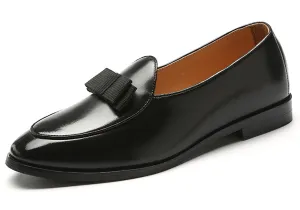 Men's Leather Bow Loafers