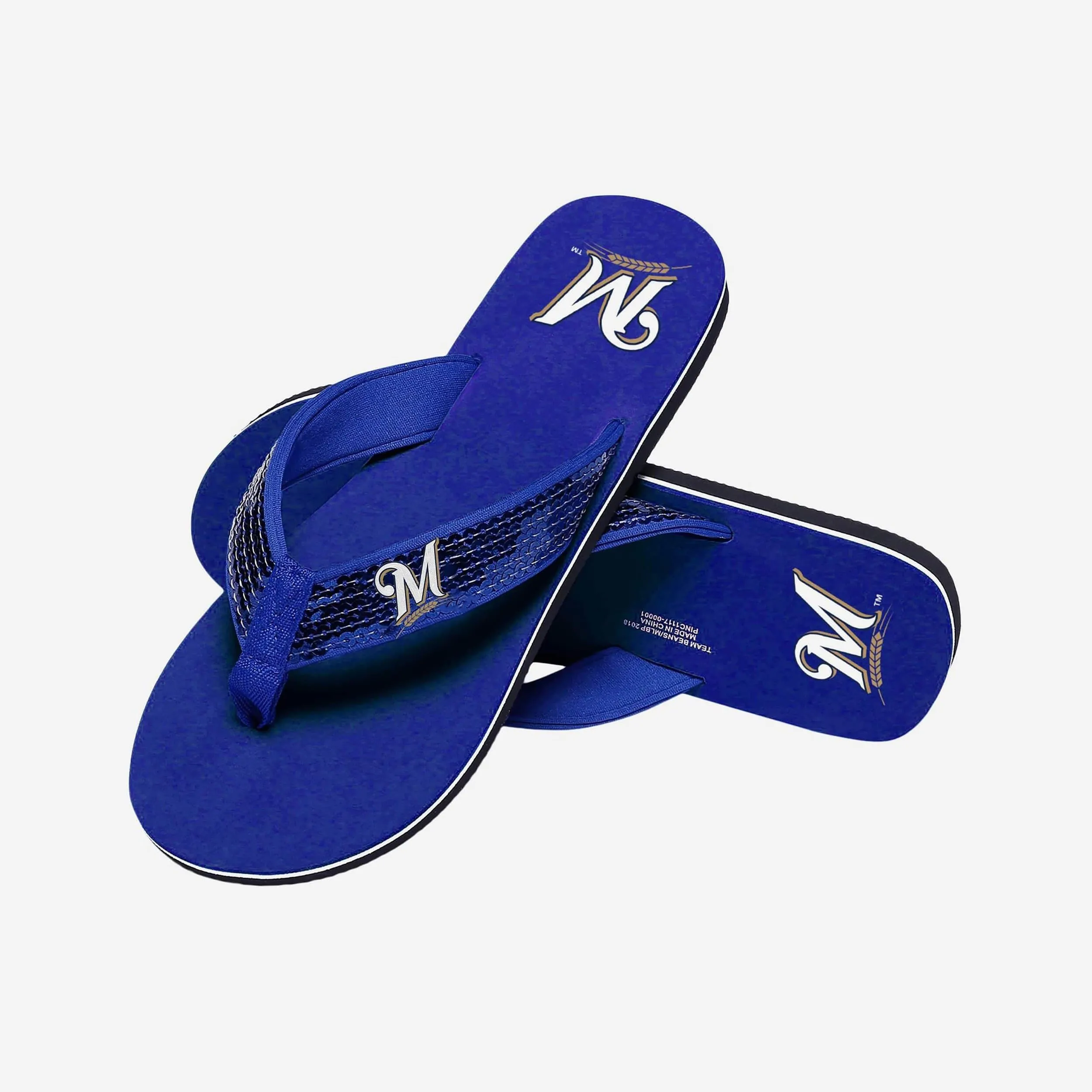 Milwaukee Brewers Womens Sequin Flip Flop