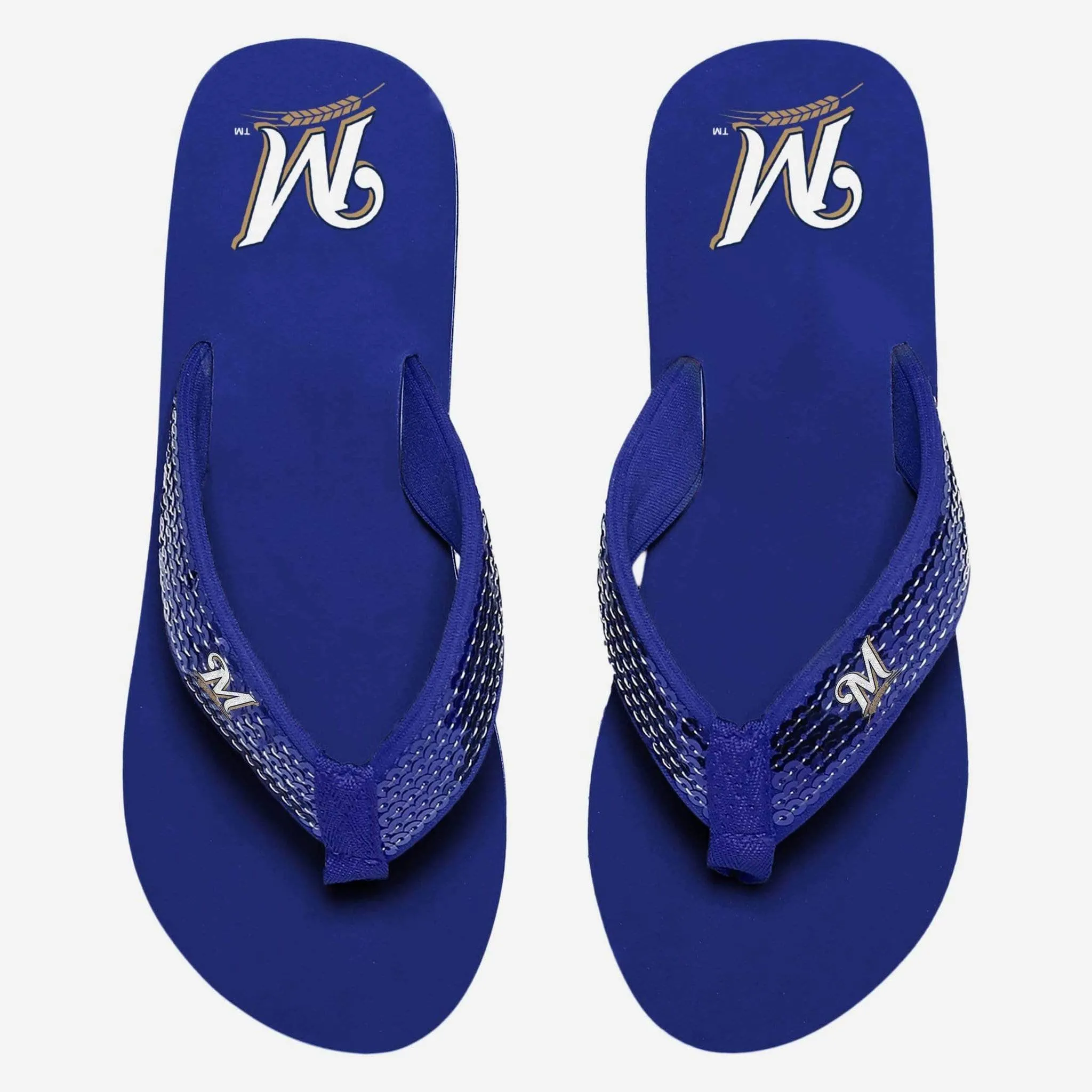 Milwaukee Brewers Womens Sequin Flip Flop