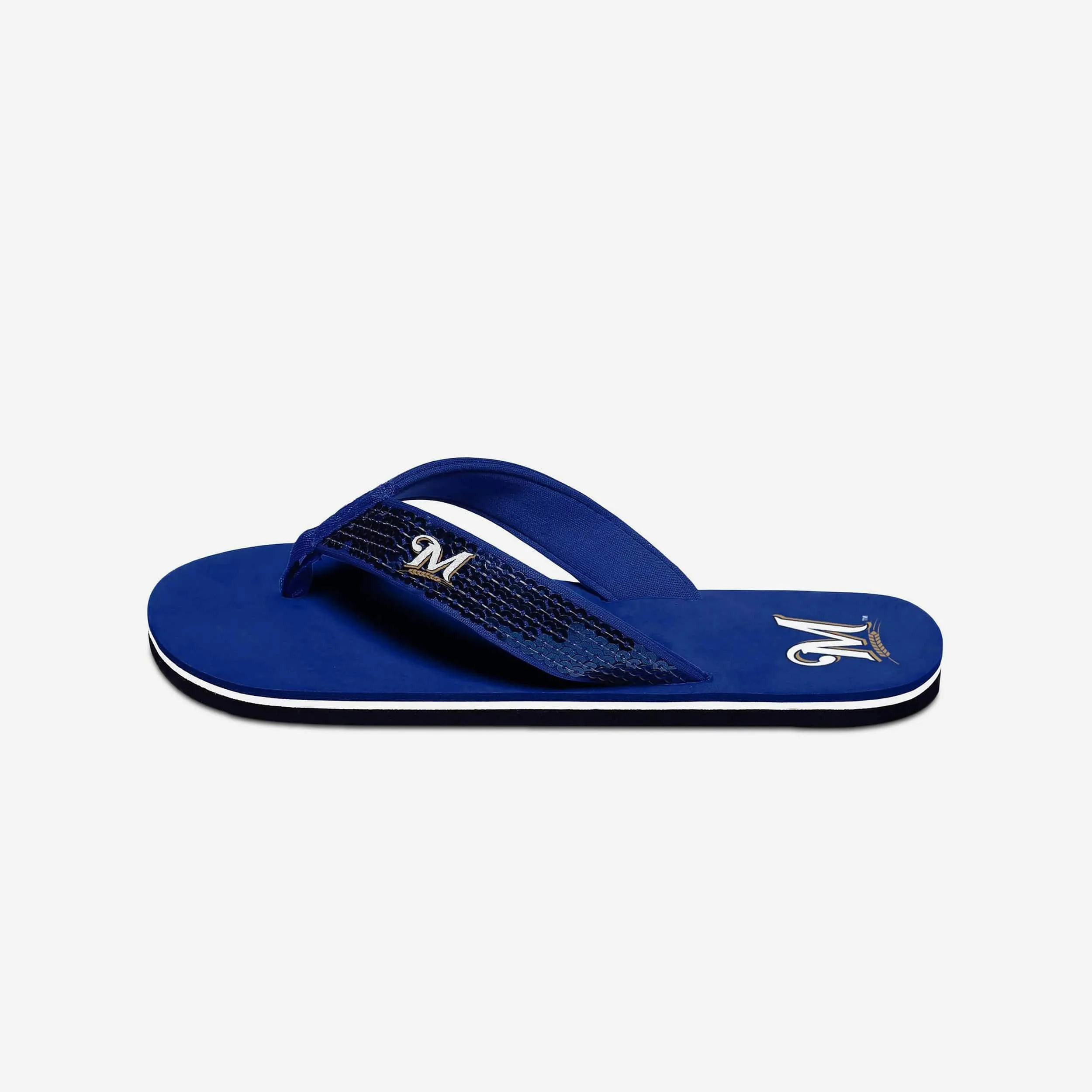 Milwaukee Brewers Womens Sequin Flip Flop