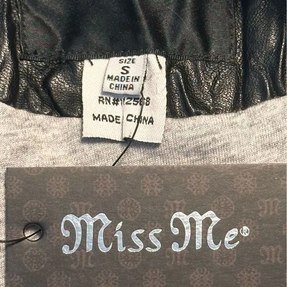 Miss Me Black Metallic Beaded Moto Vegan Leather Jacket