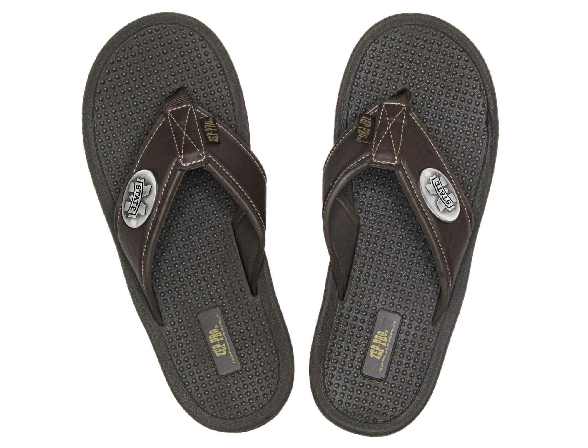 Mississippi State Bulldogs Men's Collegiate Brown Flip Flop Sandal.