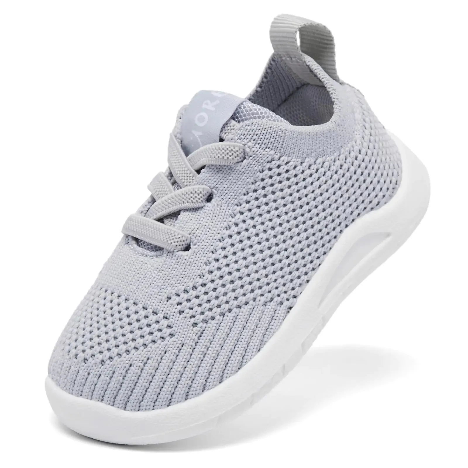 MORENDL Toddler Sneakers Baby Non-Slip Lightweight Breathable Barefoot Shoes Infant Tennis Walking Shoes Grey 6-9 Months
