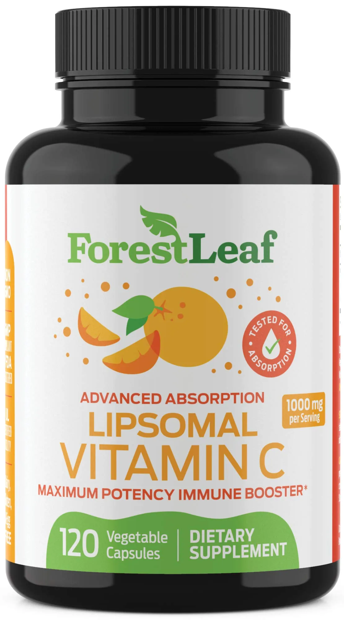 Natural Liposomal Vitamin C Immune System Booster 1000mg - with MCT Oil and Sunflower Lecithin - Maximum Potency - Dry Liposomal Support for Superior Absorption - 120 Capsules - ForestLeaf