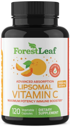 Natural Liposomal Vitamin C Immune System Booster 1000mg - with MCT Oil and Sunflower Lecithin - Maximum Potency - Dry Liposomal Support for Superior Absorption - 120 Capsules - ForestLeaf