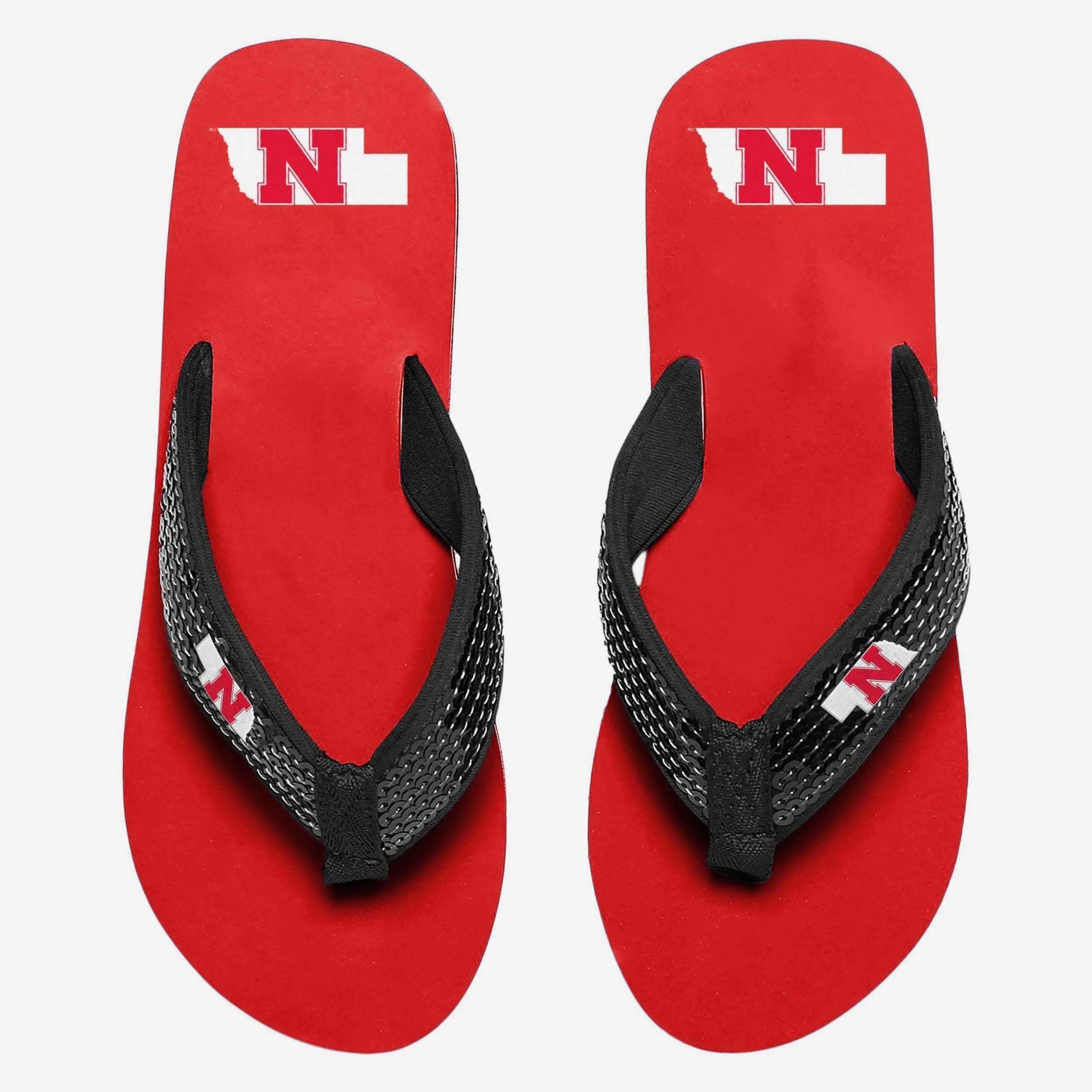 Nebraska Cornhuskers Womens Sequin Flip Flop