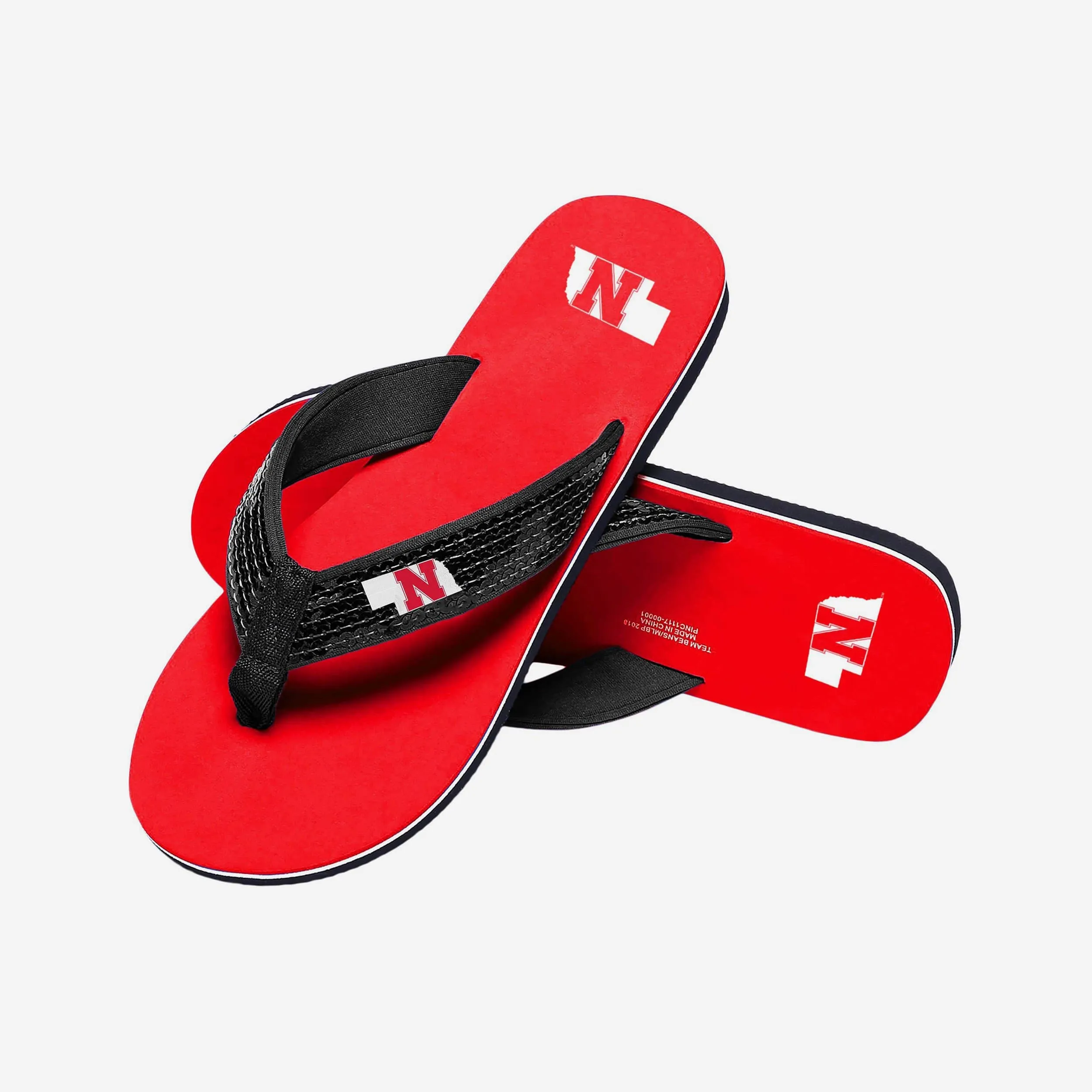 Nebraska Cornhuskers Womens Sequin Flip Flop