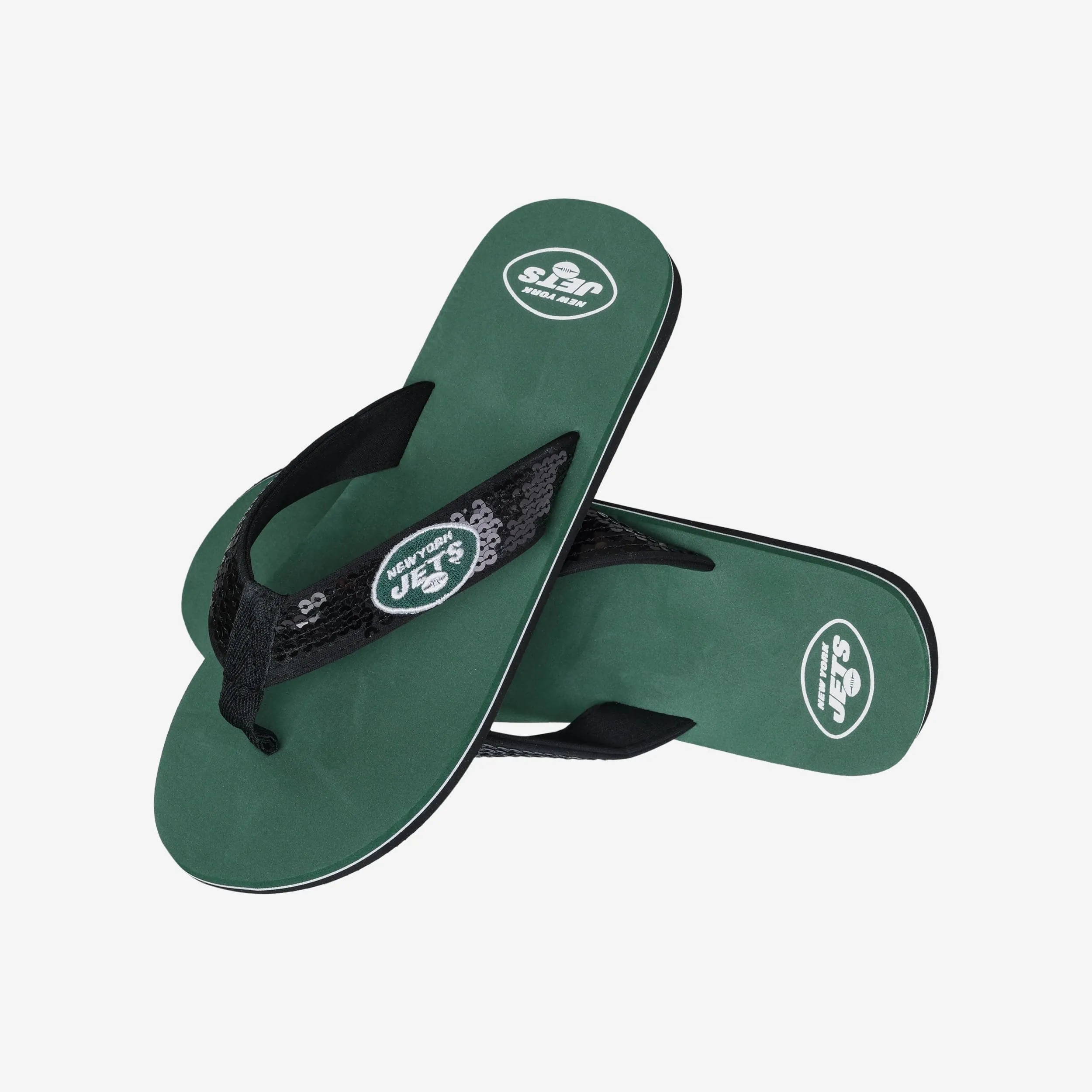 New York Jets Womens Sequin Flip Flop