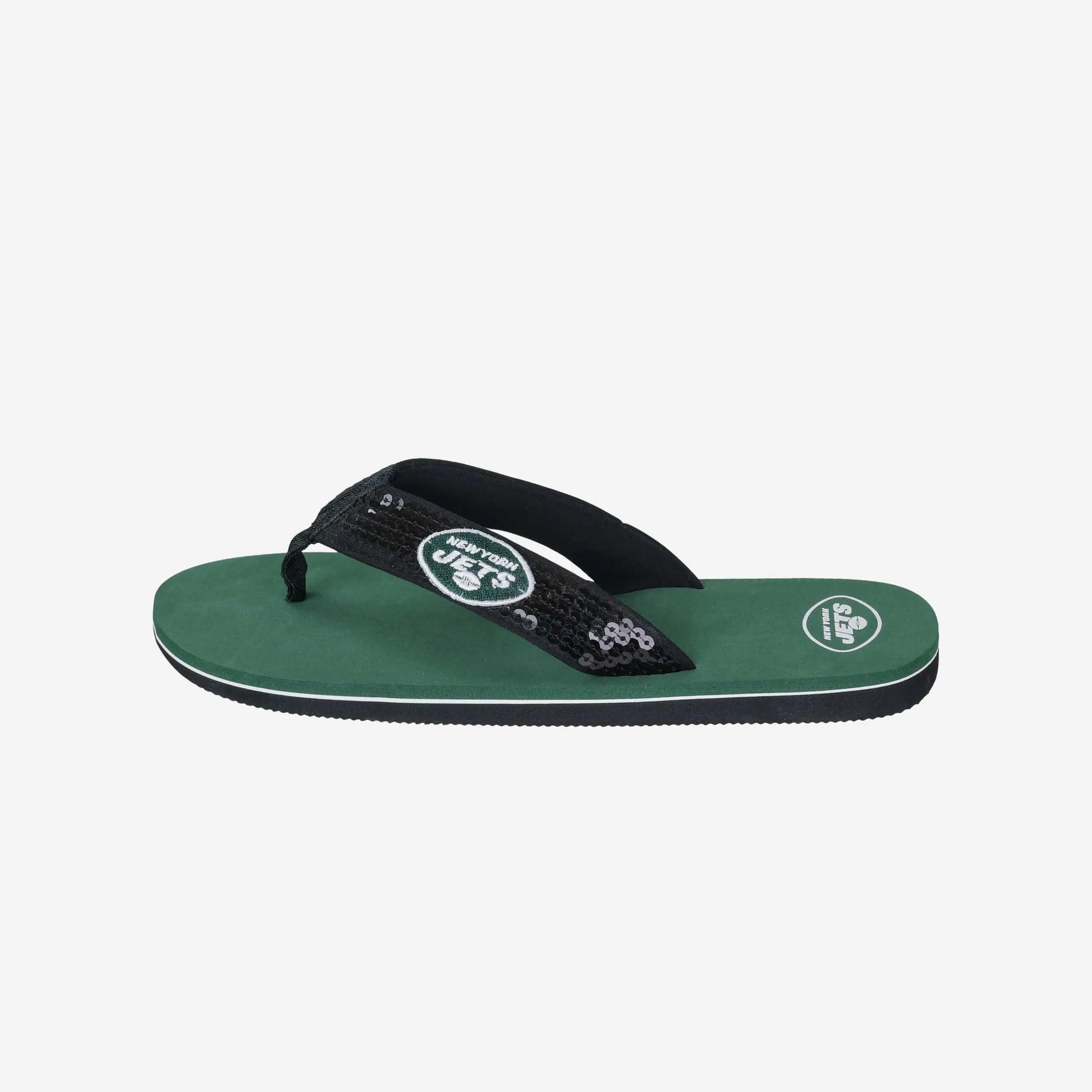 New York Jets Womens Sequin Flip Flop