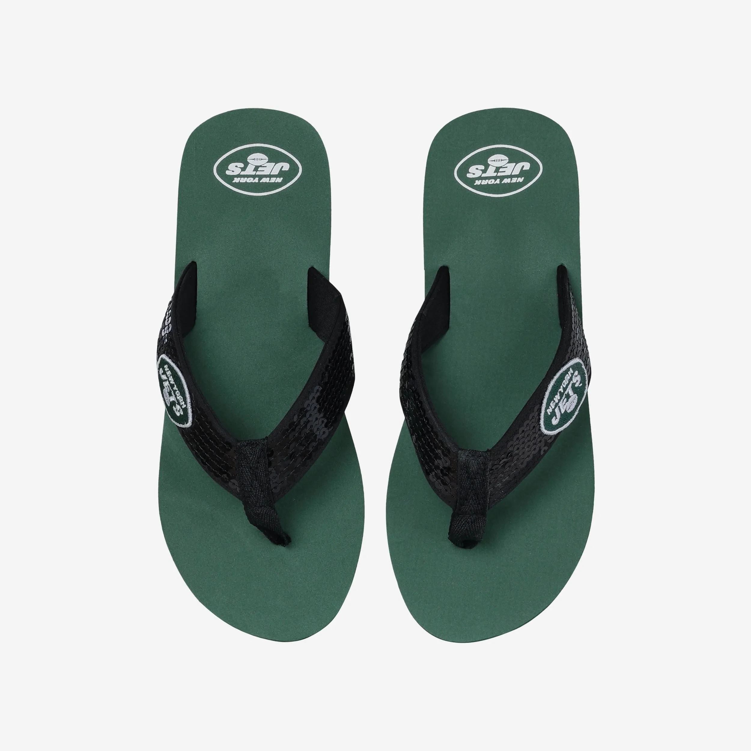 New York Jets Womens Sequin Flip Flop
