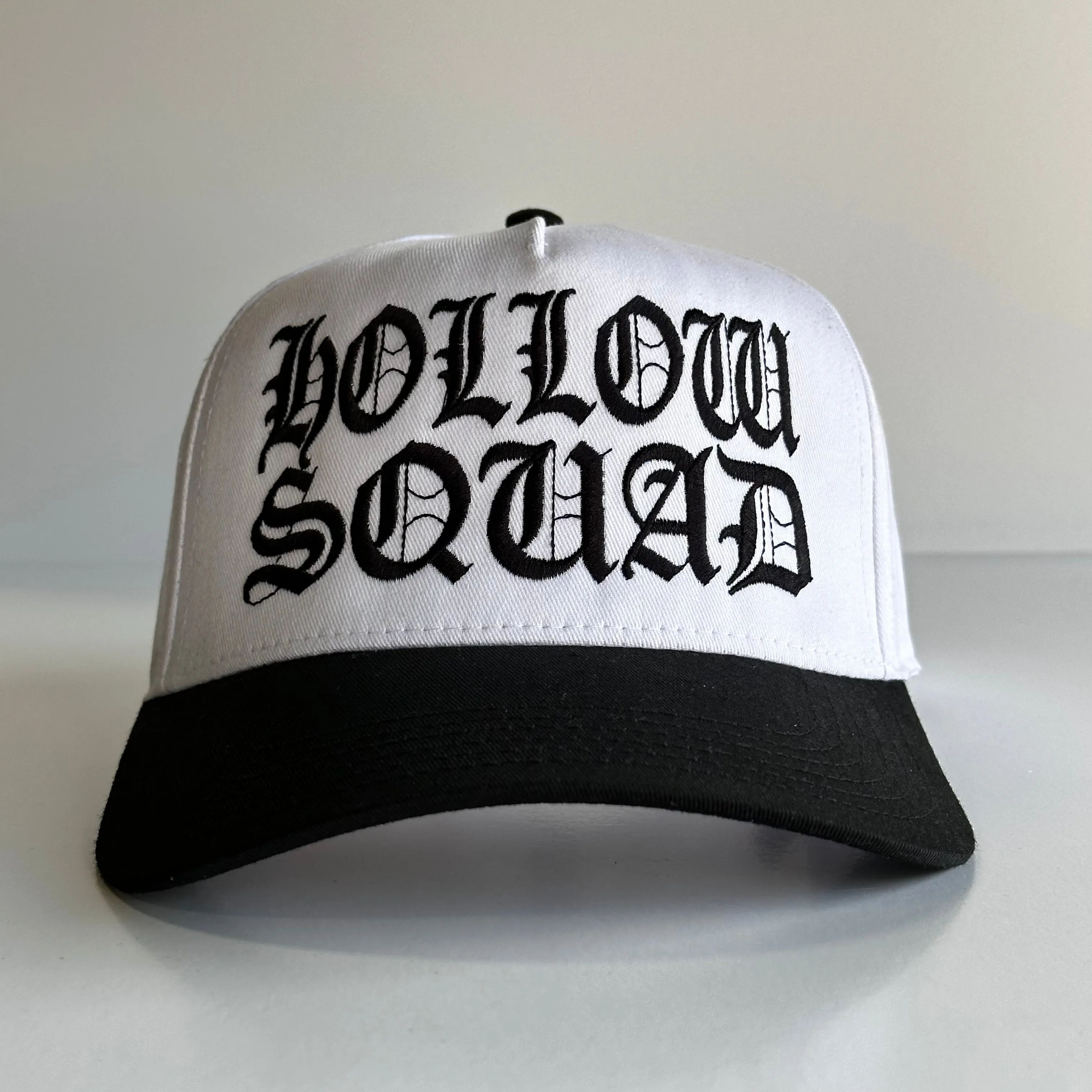 OFFICIAL HOLLOW SQUAD Xavier Wulf COLLAB White Crown Black Brim SnapBack Cap Hat Custom Embroidered