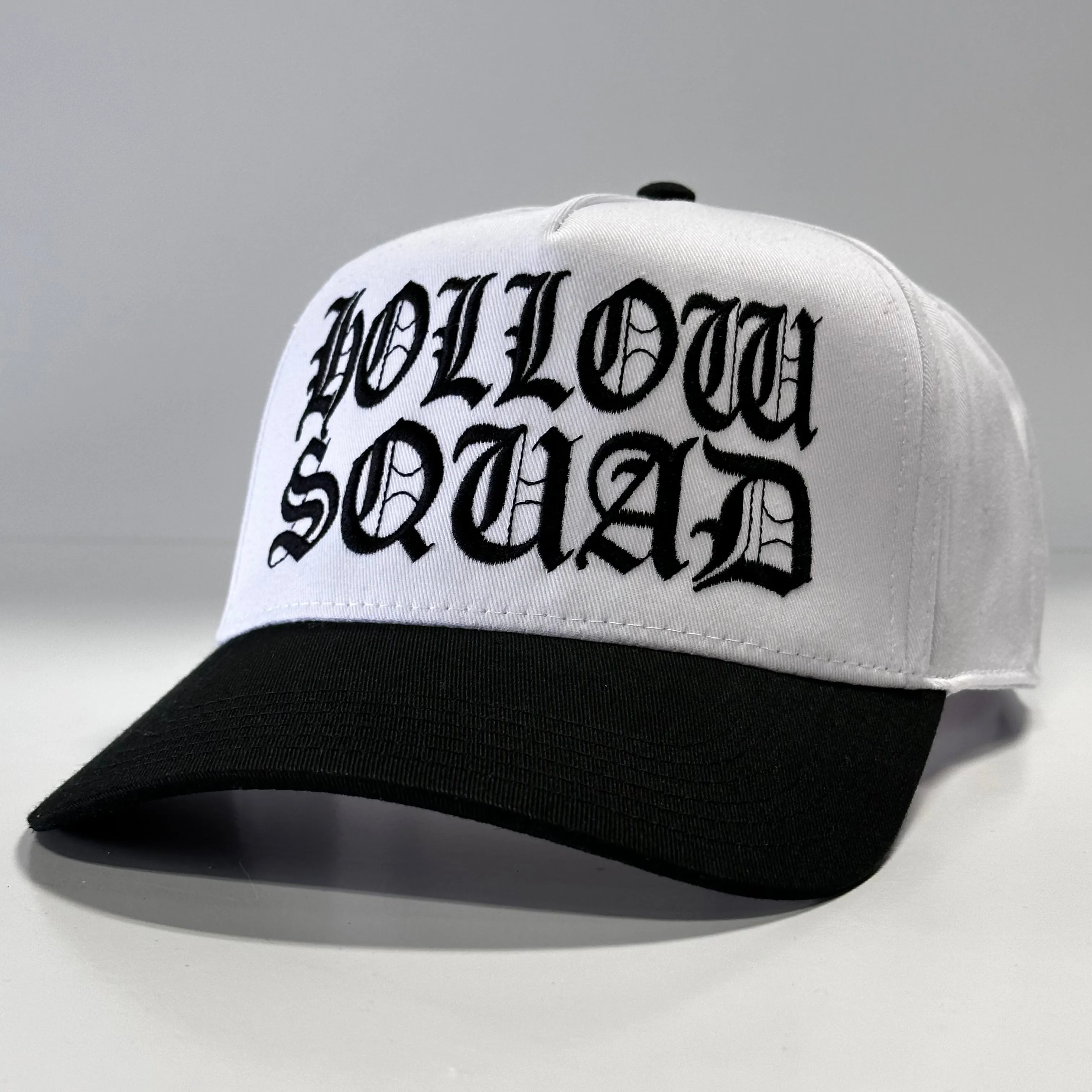 OFFICIAL HOLLOW SQUAD Xavier Wulf COLLAB White Crown Black Brim SnapBack Cap Hat Custom Embroidered