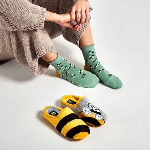 Pack Calcetín "Eres la reina"   Slippers Abeja Amarillo