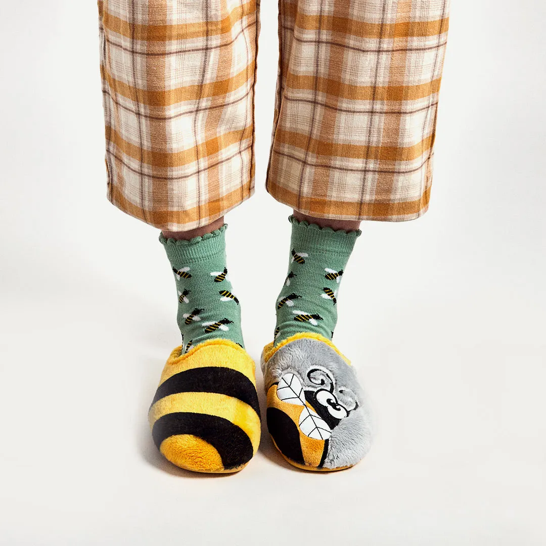 Pack Calcetín "Eres la reina"   Slippers Abeja Amarillo